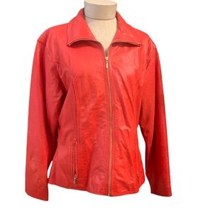 Vintage Maxima Wilson Women’s 100% Cherry Red Leather Retro Jacket